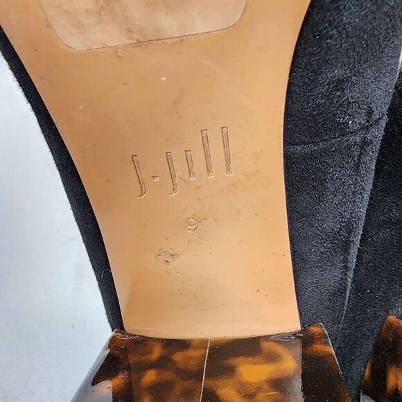 J. Jill Shoes 9 Black Suede Pump Slip On Leather Career Tortoiseshell Heel - Picture 7 of 9